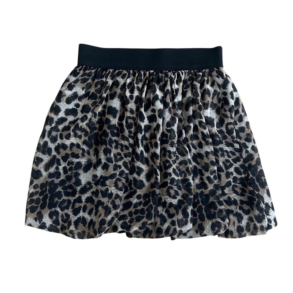 Vintage Y2K Leopard Print Bubble Mini Skirt Pockets cheetah party‎ baddie